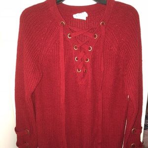 red criss cross top sweater